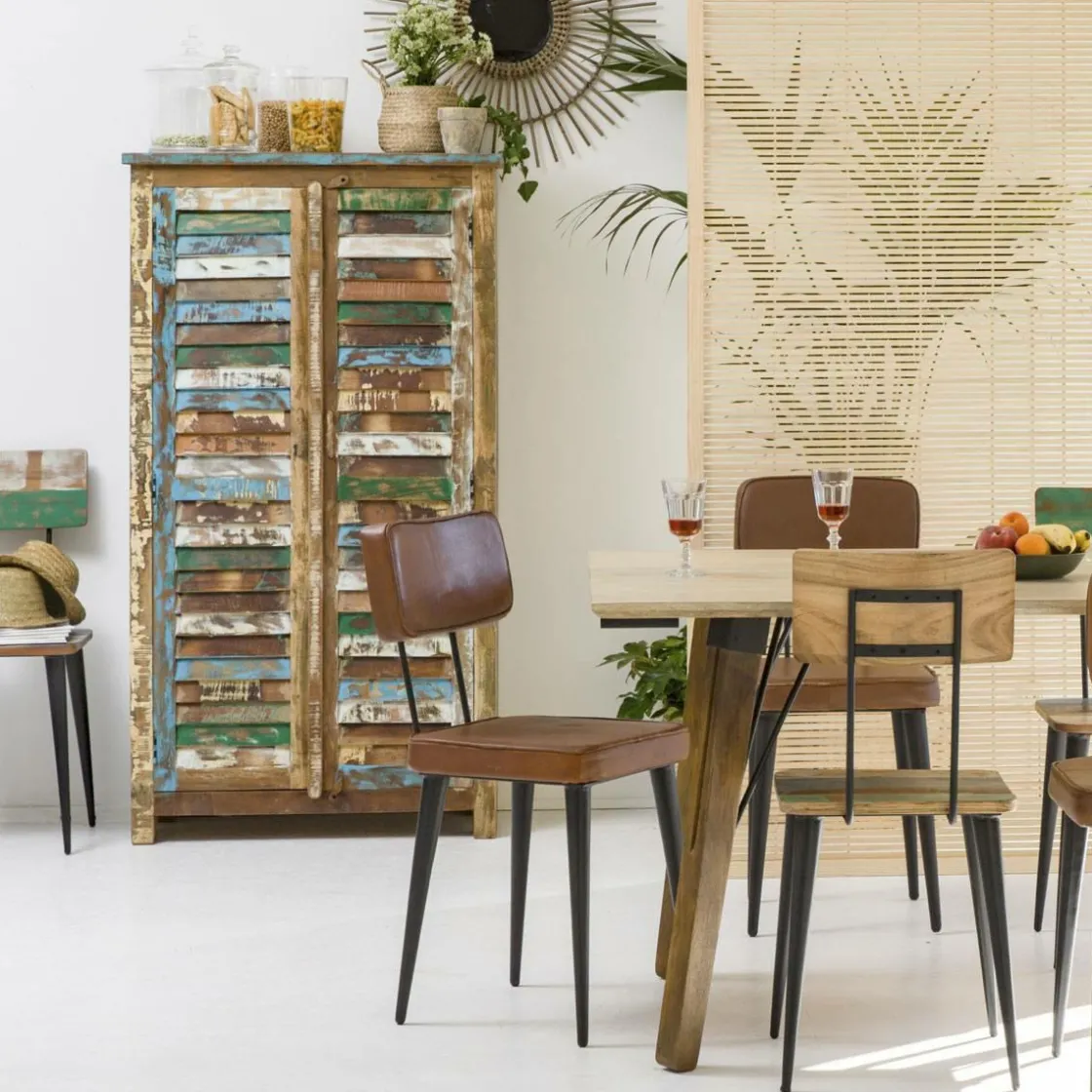 Made in Meubles Armoire<Armoire à lattes en bois coloré Ethnik