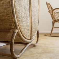 Made in Meubles Armoire<Armoire arrondie en rotin 4 étagères Rim