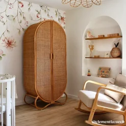 Made in Meubles Armoire<Armoire arrondie en rotin 4 étagères Rim