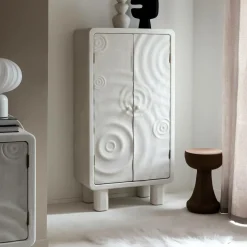 Made in Meubles Armoire|Meuble De Rangement<Armoire en bois effet béton blanc Danaé