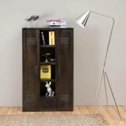Made in Meubles Armoire<Armoire en métal noir 2 portes Locker