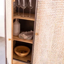 Made in Meubles Armoire<Armoire sculpté en bois de manguier et métal Luz