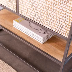 Made in Meubles Armoire<Armoire sculpté en bois de manguier et métal Luz