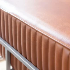 Made in Meubles Banc<Banc arrondi en cuir marron Gaby