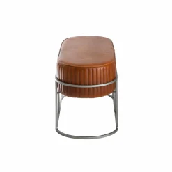 Made in Meubles Banc<Banc arrondi en cuir marron Gaby