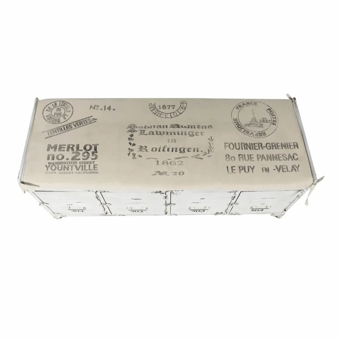 Made in Meubles Banc<Banc avec rangement en métal blanc Félicie