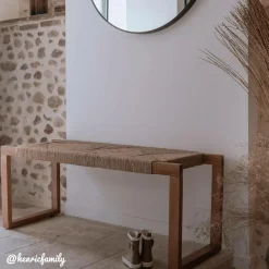 Made in Meubles Banc<Banc en bois d'acacia et laine Marietta