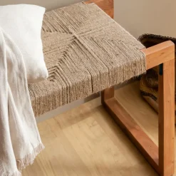 Made in Meubles Banc<Banc en bois d'acacia et laine Marietta