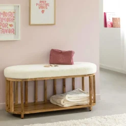 Made in Meubles Banc<Banc en bois d'acacia et tissu Orane