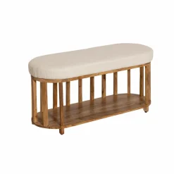 Made in Meubles Banc<Banc en bois d'acacia et tissu Orane