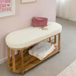 Made in Meubles Banc<Banc en bois d'acacia et tissu Orane