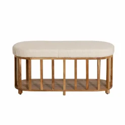 Made in Meubles Banc<Banc en bois d'acacia et tissu Orane