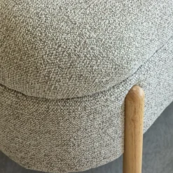 Made in Meubles Banc<Banc en bois de pin et tissu bouclette gris clair Nério