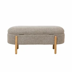 Made in Meubles Banc<Banc en bois de pin et tissu bouclette gris clair Nério