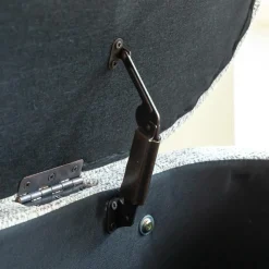 Made in Meubles Banc<Banc en bois de pin et tissu bouclette gris clair Nério