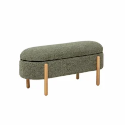 Made in Meubles Banc<Banc en bois de pin et tissu bouclette  vert Nério