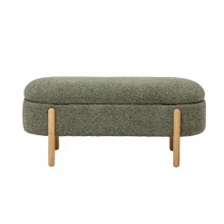 Made in Meubles Banc<Banc en bois de pin et tissu bouclette  vert Nério