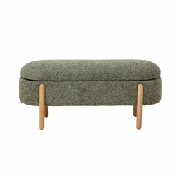 Made in Meubles Banc<Banc en bois de pin et tissu bouclette  vert Nério