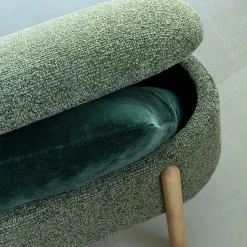 Made in Meubles Banc<Banc en bois de pin et tissu bouclette  vert Nério