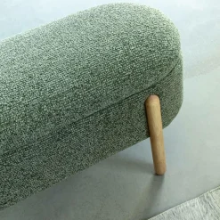 Made in Meubles Banc<Banc en bois de pin et tissu bouclette  vert Nério