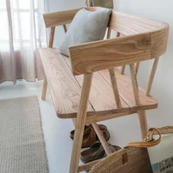 Made in Meubles Banc<Banc en bois de teck brut June