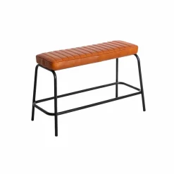 Made in Meubles Banc<Banc en cuir marron et métal noir Lucien