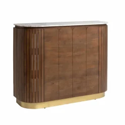 Made in Meubles Meuble Bar<Bar en bois de manguier et marbre blanc Sienne