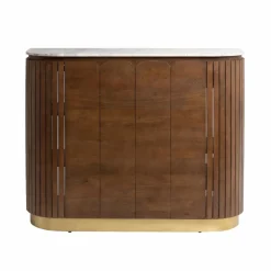 Made in Meubles Meuble Bar<Bar en bois de manguier et marbre blanc Sienne