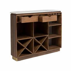 Made in Meubles Meuble Bar<Bar en bois de manguier et marbre blanc Sienne