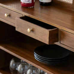 Made in Meubles Meuble Bar<Bar en bois de manguier et cannage Remick