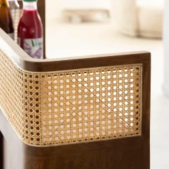 Made in Meubles Meuble Bar<Bar en bois de manguier et cannage Remick