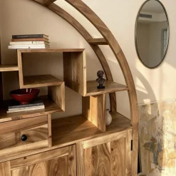 Made in Meubles Bibliothèque<Bibliothèque asymétrique en bois d'acacia Nathan