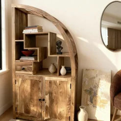 Made in Meubles Bibliothèque<Bibliothèque asymétrique en bois d'acacia Nathan