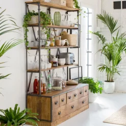 Made in Meubles Bibliothèque<Bibliothèque en métal et bois de manguier Marcel