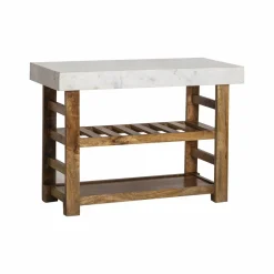 Made in Meubles Ilot Central<Billot en marbre et bois Louca