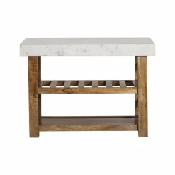 Made in Meubles Ilot Central<Billot en marbre et bois Louca