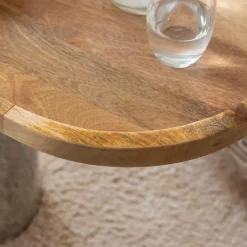 Made in Meubles Bout De Canapé & Sellette<Bout de canapé en bois de manguier et marbre Andréa