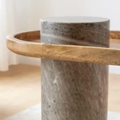 Made in Meubles Bout De Canapé & Sellette<Bout de canapé en bois de manguier et marbre Andréa