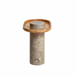 Made in Meubles Bout De Canapé & Sellette<Bout de canapé en bois de manguier et marbre Andréa