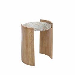 Made in Meubles Bout De Canapé & Sellette<Bout de canapé en bois de manguier et marbre Isabella