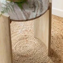 Made in Meubles Bout De Canapé & Sellette<Bout de canapé en bois de manguier et marbre Isabella