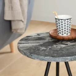 Made in Meubles Bout De Canapé & Sellette<Bout de canapé en marbre gris Eva