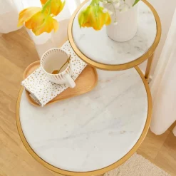 Made in Meubles Bout De Canapé & Sellette<Bout de canapé en marbre Rosita