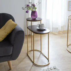 Made in Meubles Bout De Canapé & Sellette<Bout de canapé en métal et bois de manguier Léon