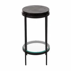 Made in Meubles Bout De Canapé & Sellette<Bout de canapé plateau en verre gris Lise