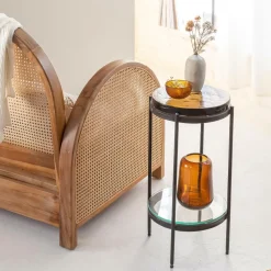 Made in Meubles Bout De Canapé & Sellette<Bout de canapé plateau en verre fumé Lise