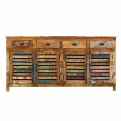 Made in Meubles Buffet<Buffet à  lattes en bois coloré Ethnik
