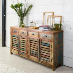 Made in Meubles Buffet<Buffet à  lattes en bois coloré Ethnik