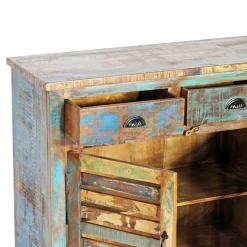 Made in Meubles Buffet<Buffet à  lattes en bois coloré Ethnik