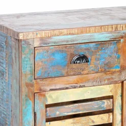 Made in Meubles Buffet<Buffet à  lattes en bois coloré Ethnik